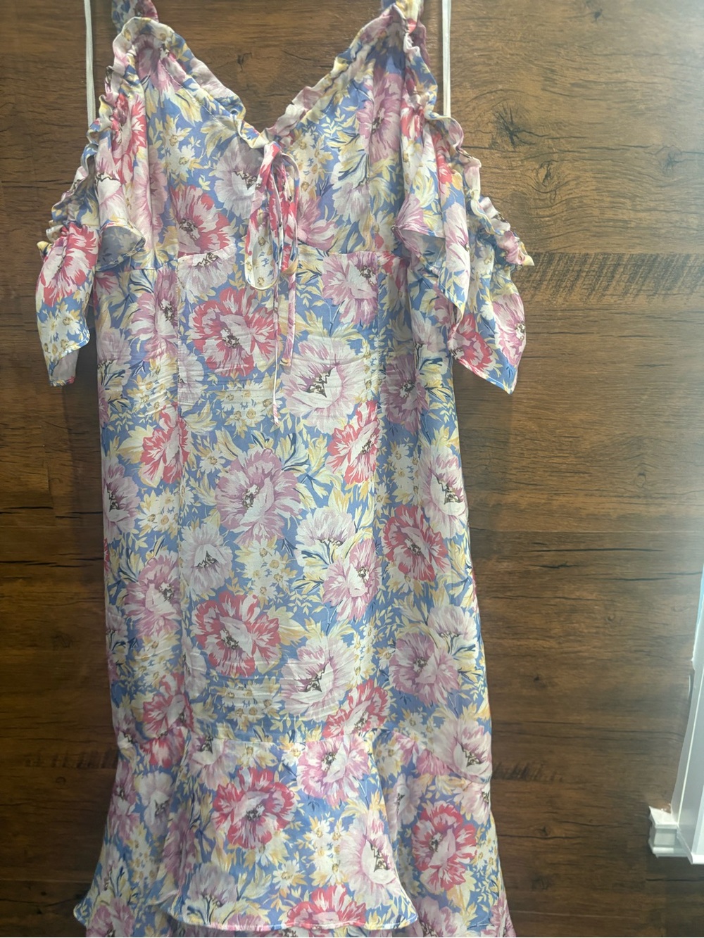 Intermix Silk Sophia Midi Floral High Low Frilly Dress - Picture 7 of 14